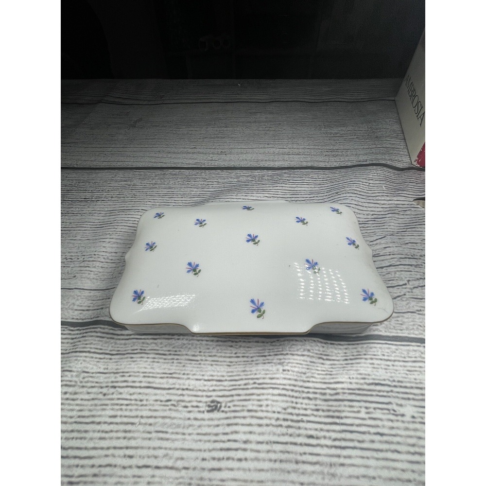 Vtg Bone China Rectangular Trinket Box Made In‎ Austria